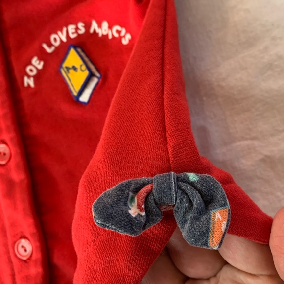 Sesame Street Vintage Red Jacket or Sweater with Embroidered Zoe Loves ABC’s 2T - Picture 6 of 10